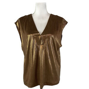 Molly Bracken Blouse Top size Small Brown Rust Copper Shimmery Wedding Cocktails